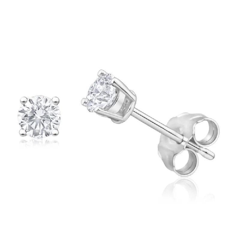 Handmade Earrings For Unique Gifts-9ct White Gold Diamond Stud Earrings