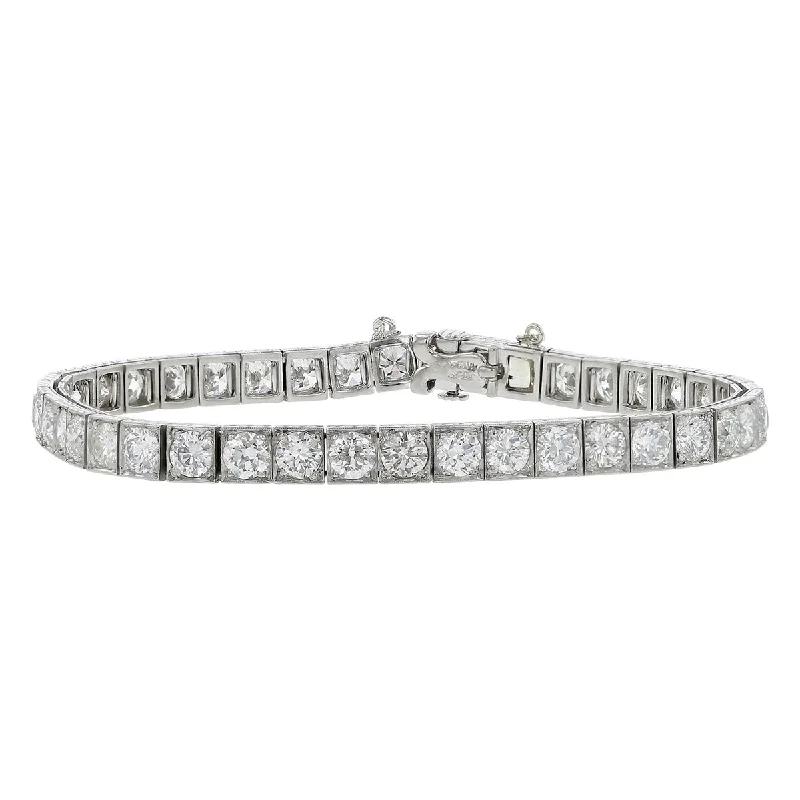 Classic Amethyst Bracelets For Bold Statements-Tiffany and Co. Platinum Diamond Tennis Bracelet