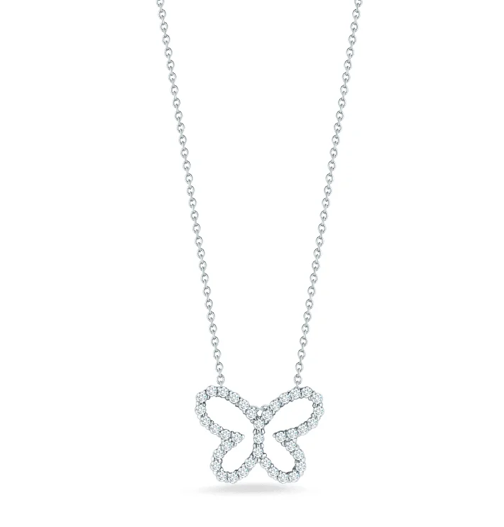 18kt White Gold Tiny Treasure Diamond Butterfly Necklace