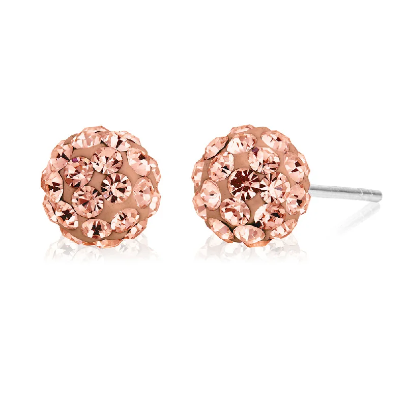 Luxurious Earrings For Special Occasions-Sterling Silver Crystal Peach Stud Earrings