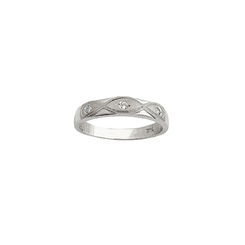 Beautiful Wedding Rings For Bridal Fashion-Helical Waves CZ Band (14K)