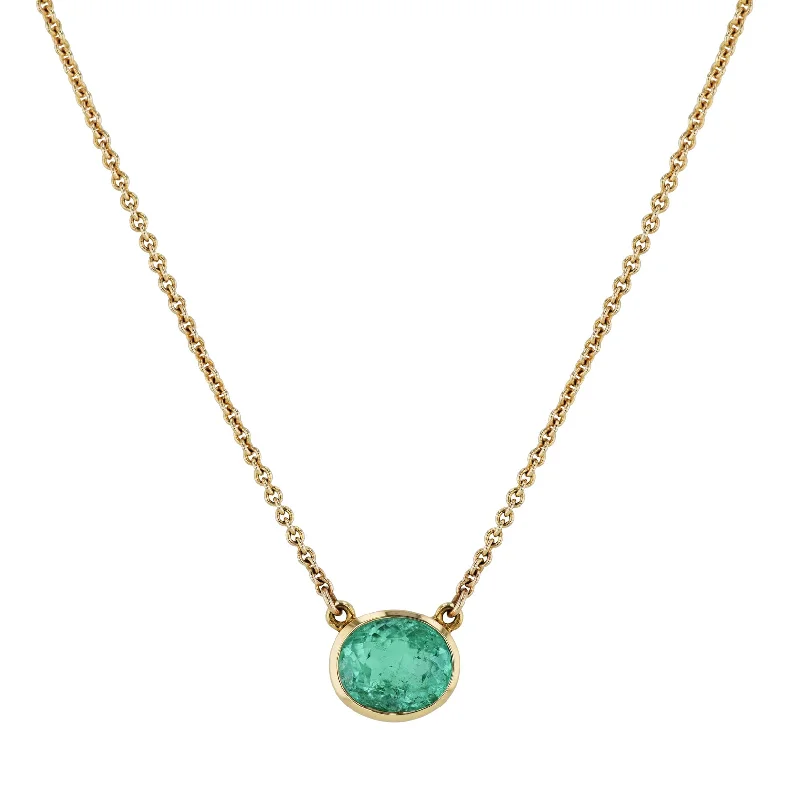 Colombian Emerald Yellow Gold Pendant Necklace