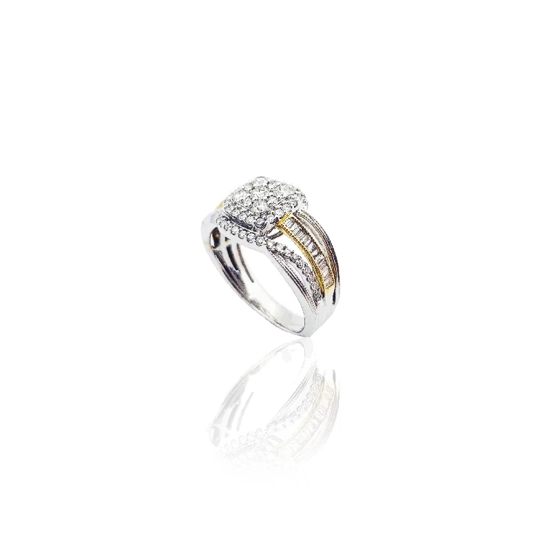 Custom Stackable Wedding Rings For Elegant Fashion-Diamond  Two-tone Semi-Set Ring (14K).