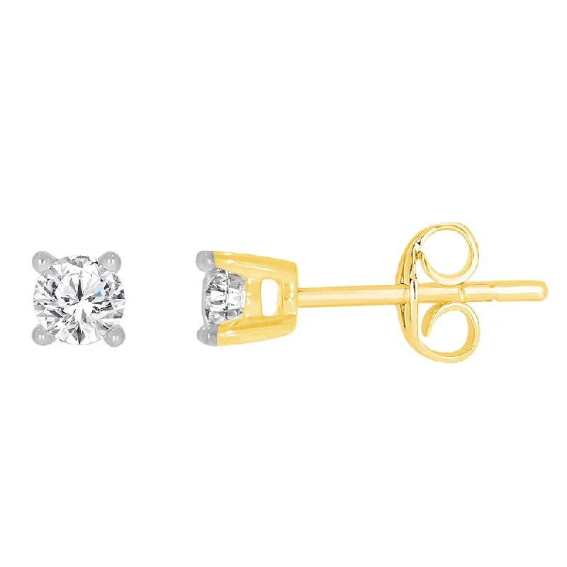 Vibrant Crystal Earrings For Bright Looks-9ct Yellow Gold 1/4 Carat Diamond Stud Earrings