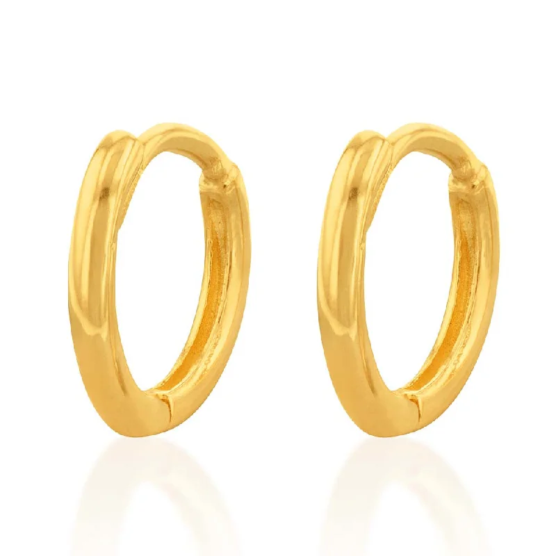 Unique Long Earrings For Bold Fashion-9ct Yellow Gold Plain Flat 6.5mm Sleeper Earrings For Kids