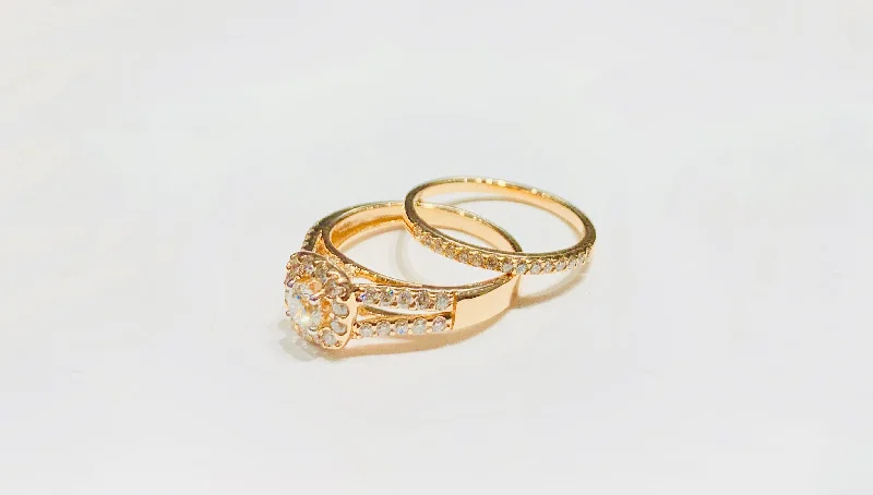 Custom Birthstone Rings For Thoughtful Gifts-Diamond Square Double Ring (14K).