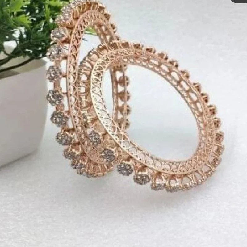 Unique Ethnic Bangles For Cultural Fashion-Kavita Art Rose Gold Plated Austrian Stone Bangles Set