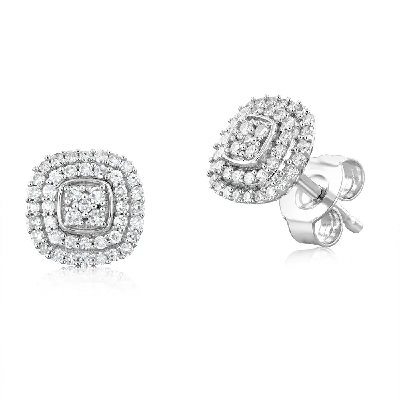 Sparkling Diamond Earrings For Weddings-Luminesce Lab Grown 1/4 Carat Diamond Stud Earrings in Sterling Silver