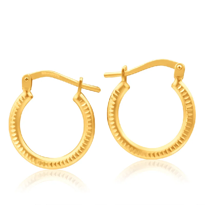 Personalized Earrings For Custom Looks-9ct Yellow Gold Silver Filled Zag 10mm Hoop Earrings