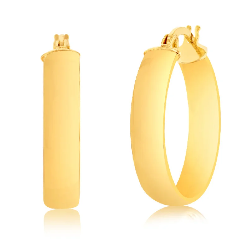 Luxurious Earrings For Special Occasions-9ct Yellow Gold 15mm Plain Hoop Earrings