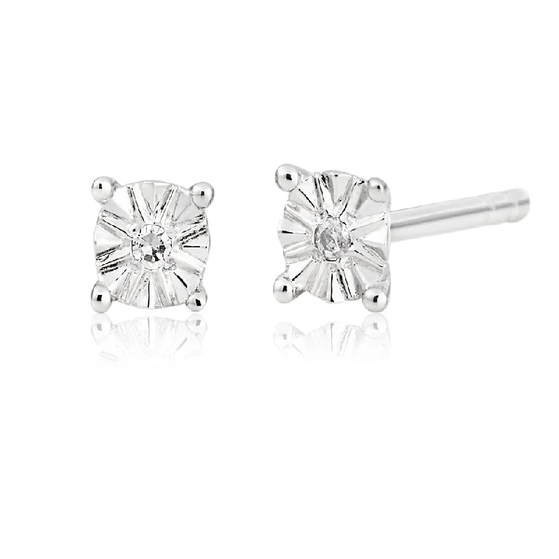 Cool Earrings For Teen Fashion-9ct White Gold Diamond Earrings