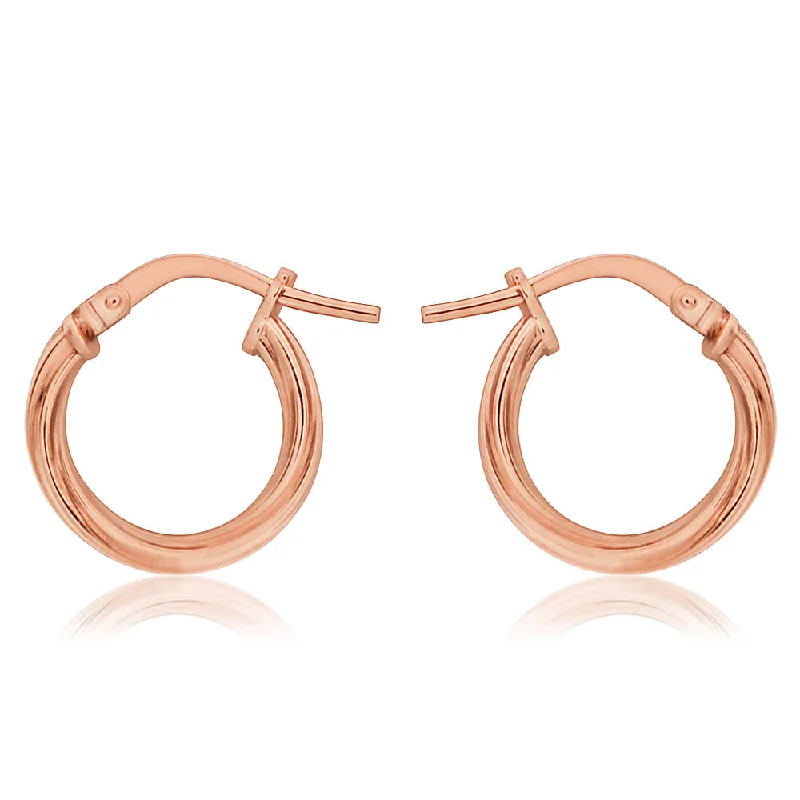 Eco Friendly Earrings For Conscious Shoppers-9ct Rose Gold Silver Filled Twist Hoop Earrings in 10mm