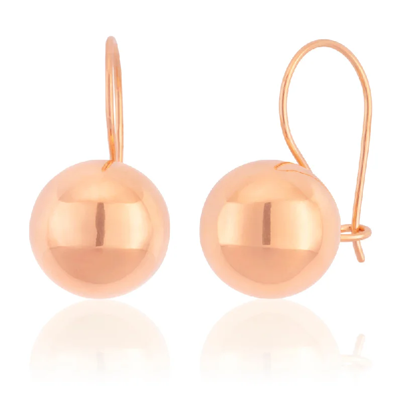 Bright Color Earrings For Summer Looks-9ct Rose Gold Plain 10mm Ball Earwire Earrings