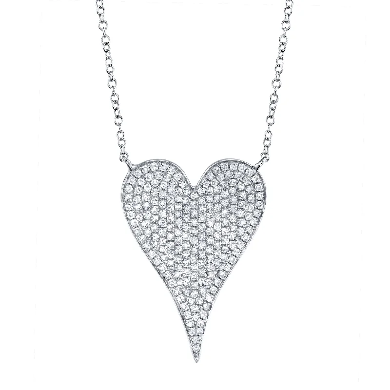 0.43ct White Gold Diamond Pave Heart Necklace