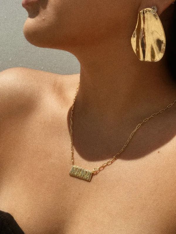 MAMA Embellished Bar Necklace - Gold