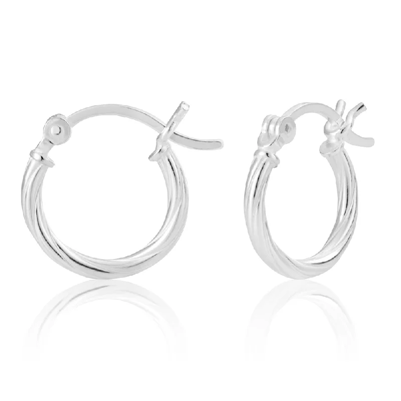 Bold Earrings For Statement Looks-Sterling Silver 15mm Twist Hoop Earrings