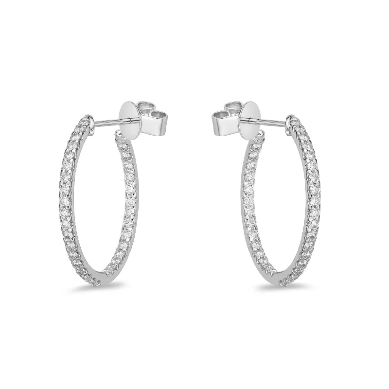 Gold Earrings For Classic Luxury-Memoire 18ct White Gold 1 Carat Diamond Odessa Hoop Earrings 24x24mm