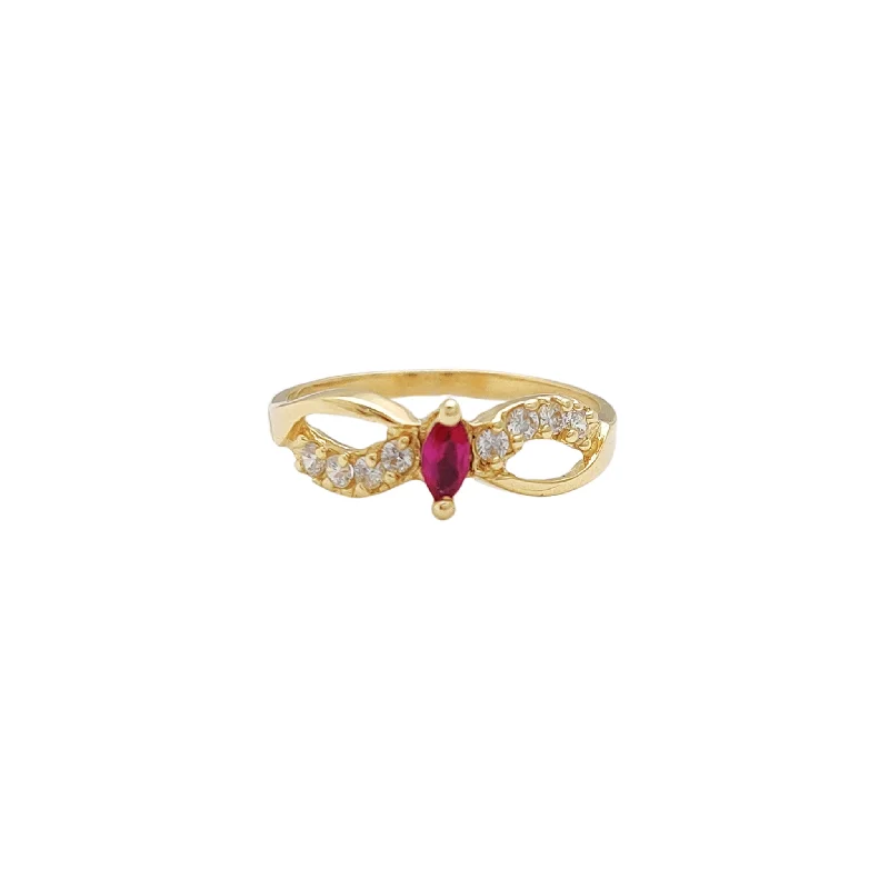 Elegant Solitaire Engagement Rings For Timeless Proposals-Red Marquise Stone Infinity Ring (14K)