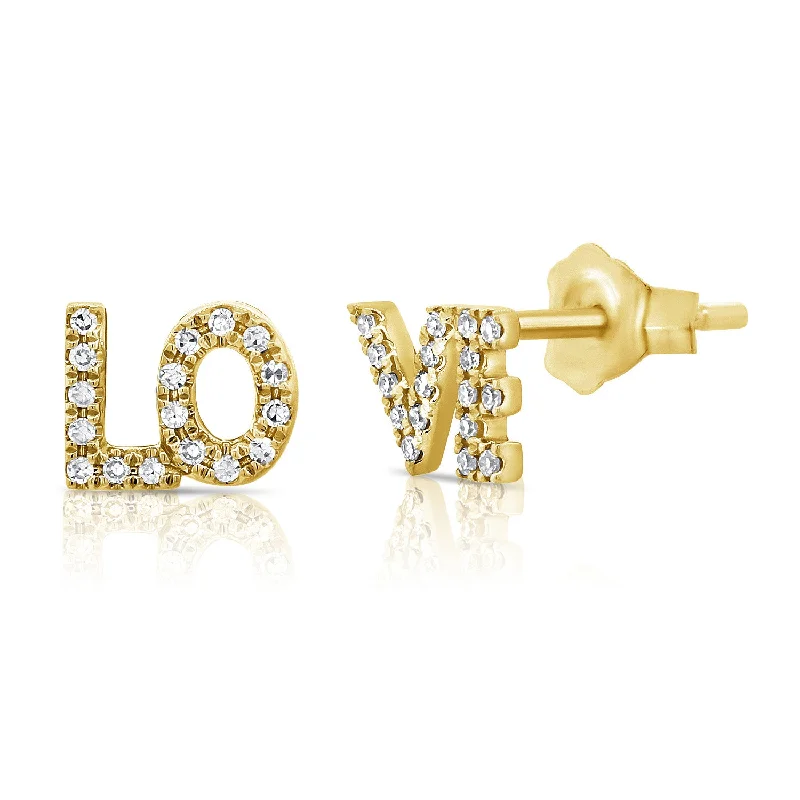 Personalized Earrings For Custom Gifts-14K Gold Love Trendy Stud