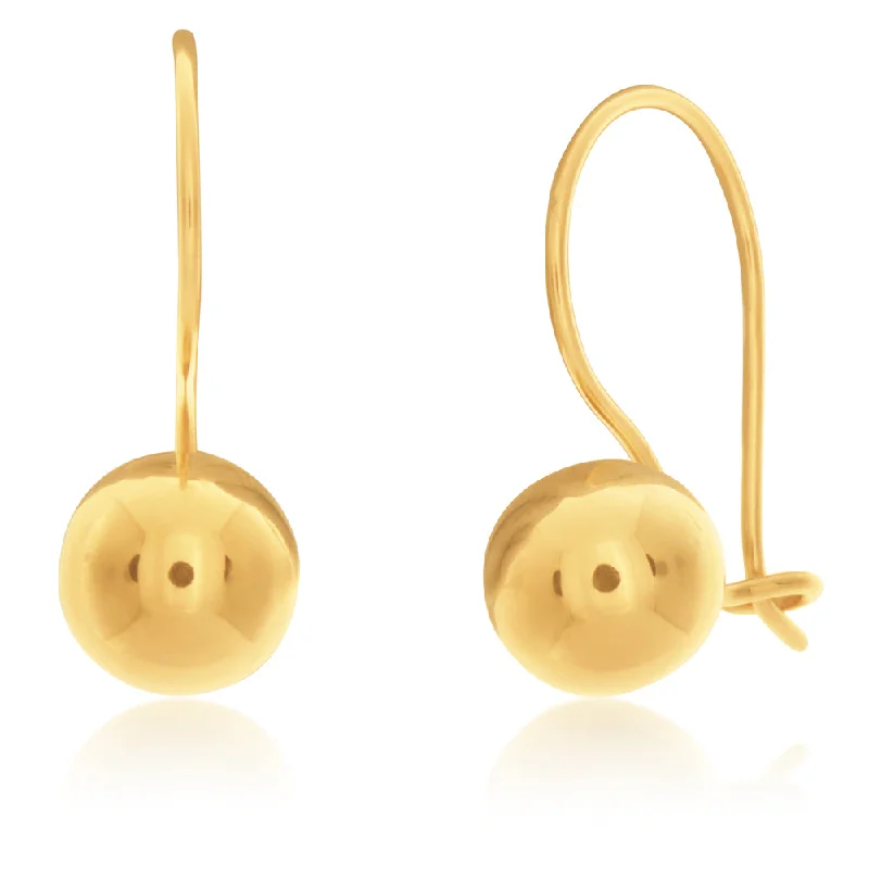 Personalized Earrings For Custom Looks-9ct Yellow Gold Plain Ball Earwire Earrings