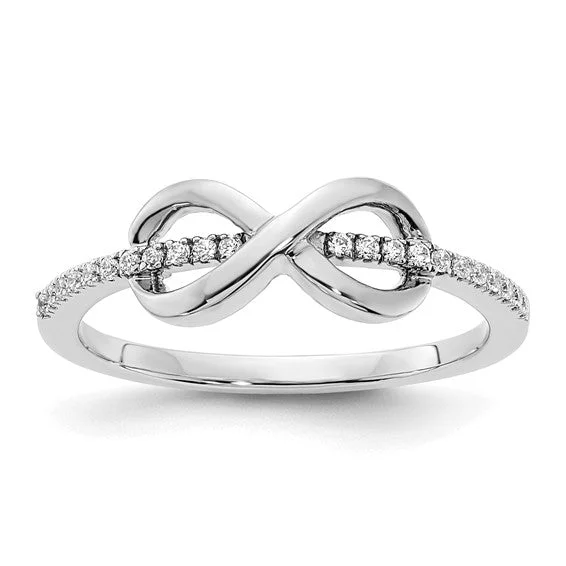 Personalized Engagement Rings For Custom Proposals-Sterling Silver Diamond Infinity Ring