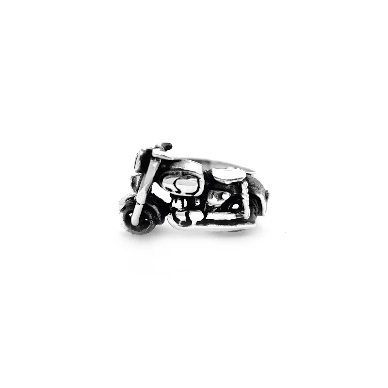 Custom Gold Rings For Personalized Style-Antique-Finish Harley-Davidson Motorcycle Ring (Silver)