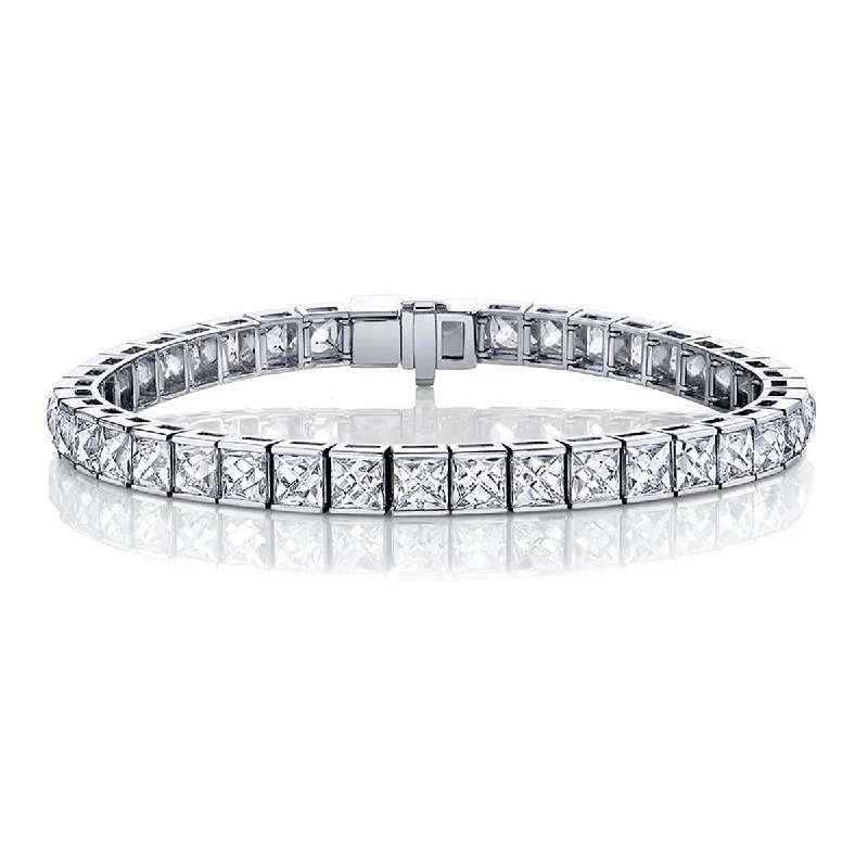 Timeless Diamond-Studded Bracelets For Special Occasions-Square French-cut Diamond Tennis Bracelet