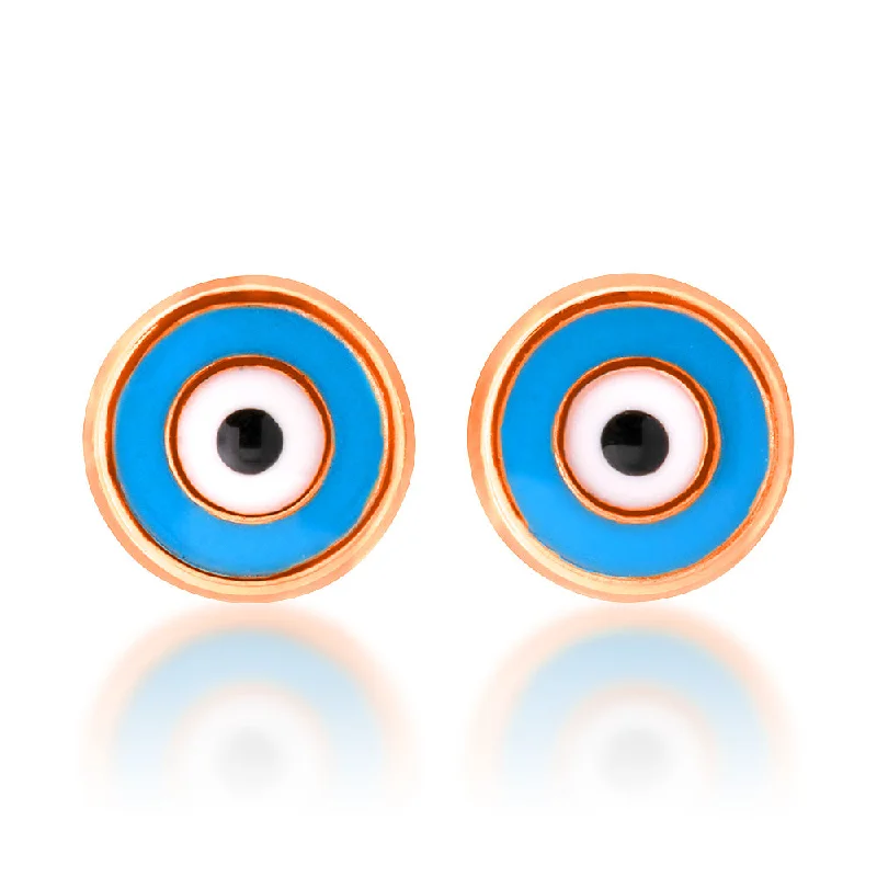 Party Earrings For Bold Styles-9ct Rose Gold Evil Eye Stud earrings