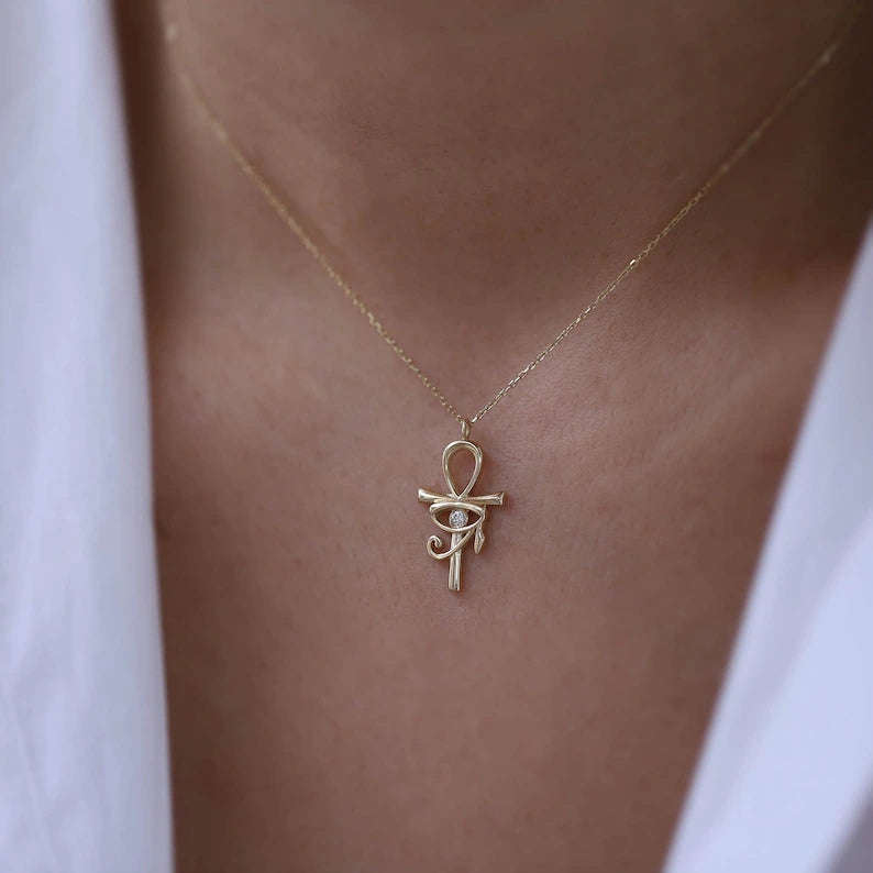 Ankh Zircon Stone Necklace