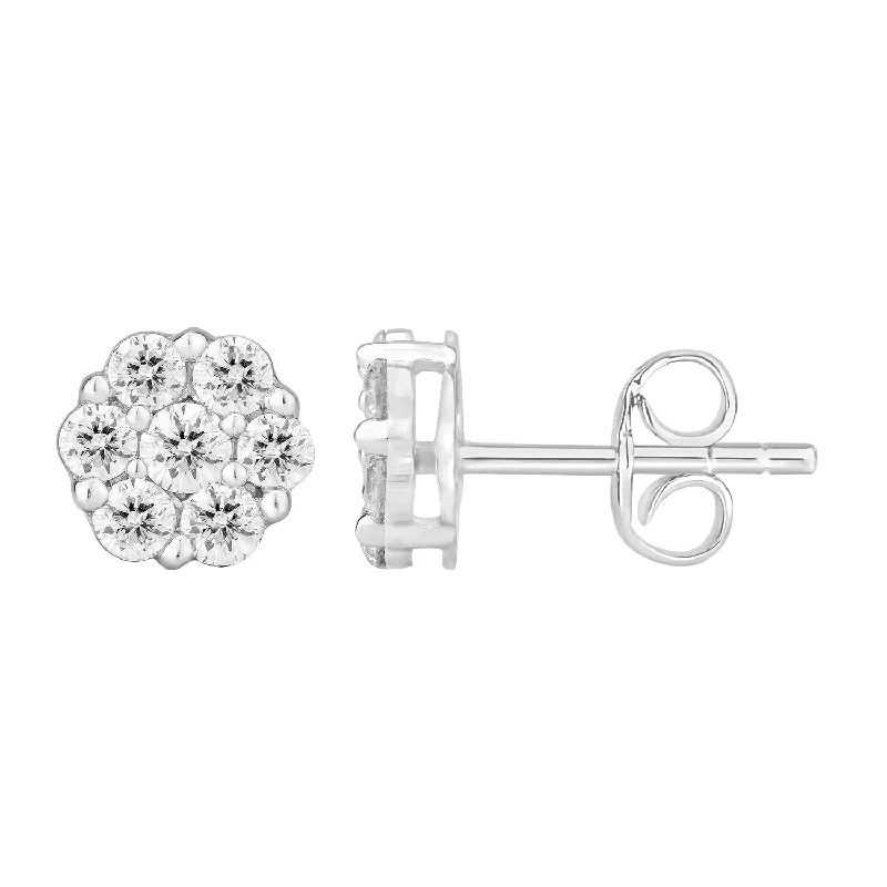 Sterling Silver Earrings For Sensitive Skin-9ct White Gold 1/2 Carat Diamond Stud Earrings