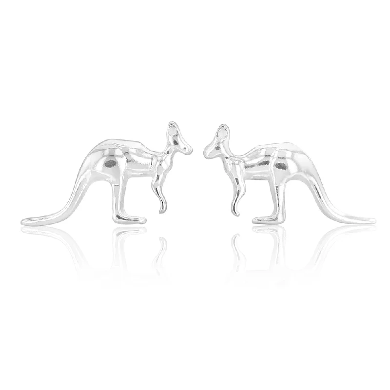 Delicate Earrings For Bridesmaids Gifts-Sterling Silver Kangaroo Stud Earrings