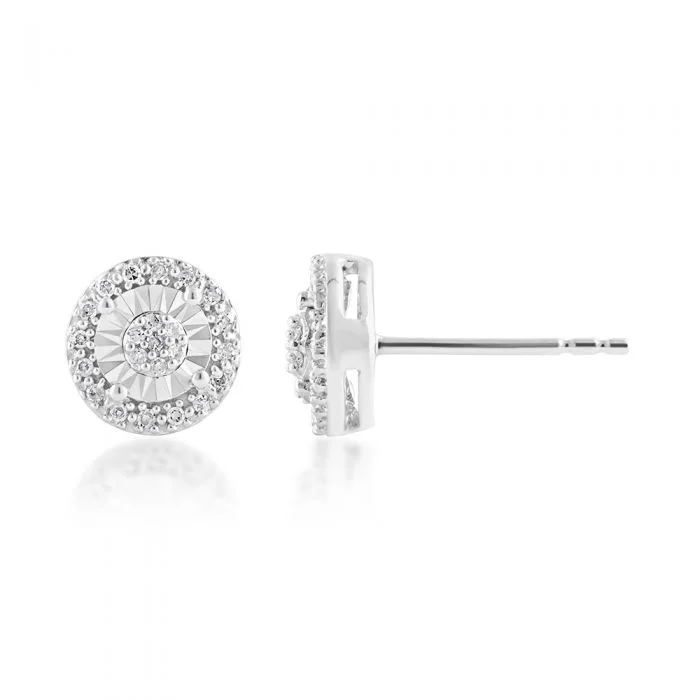 Vibrant Gemstone Earrings For Bold Looks-0.10 Carat Diamond Stud Earrings in Sterling Silver