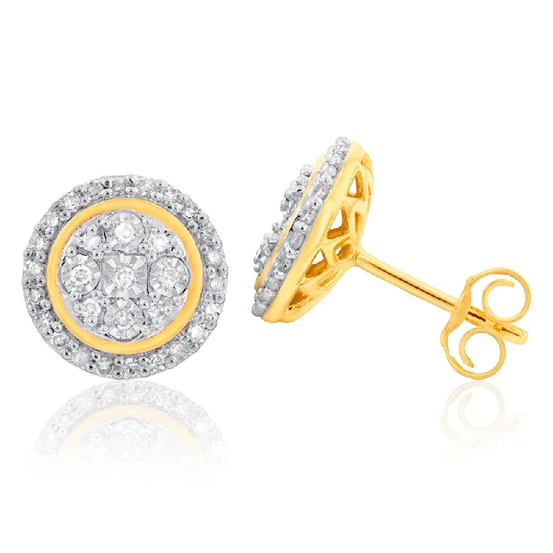 Gold Earrings For Classic Luxury-Luminesce Lab Grown Diamond 1/5 Carat Stud Earrings in 9ct Yellow Gold