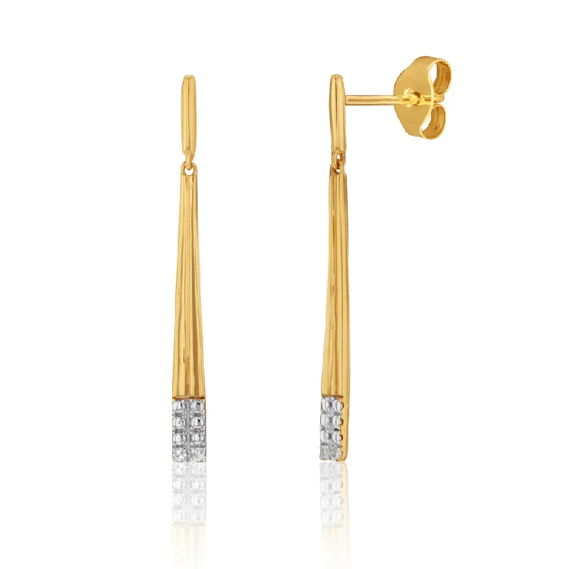 Luxurious Pearl Earrings For Weddings-9ct Yellow Gold Diamond Earrings