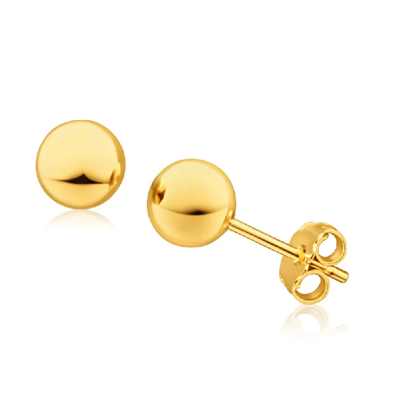 Stylish Stud Earrings For Any Event-9ct Yellow Gold Silver Filled 5mm Ball Stud Earrings