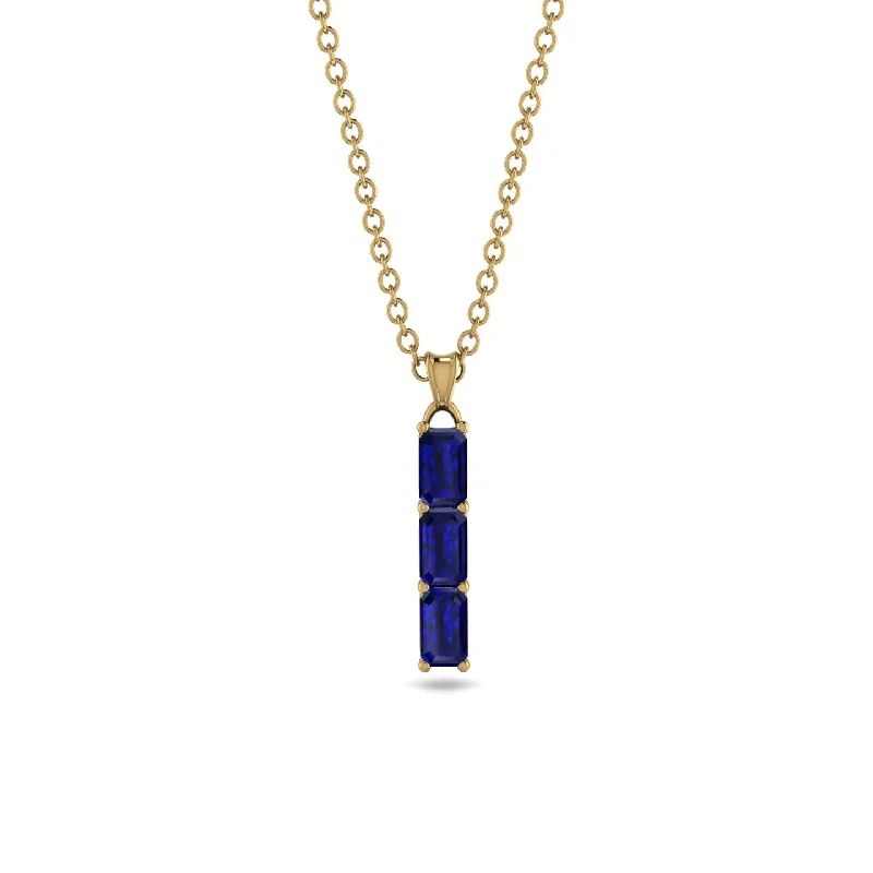 3 Emeralds Cut Sapphire Necklace With Hidden Diamonds - Ember No. 43