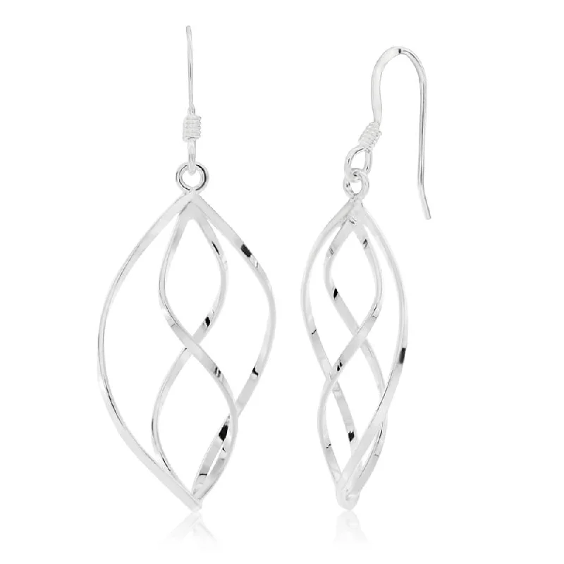 Elegant Drop Earrings For Weddings-Sterling Silver Figure 8 Drop Earrings