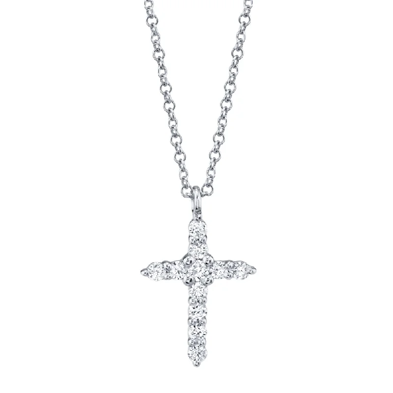 0.17ct White Gold Diamond Pave Cross Necklace