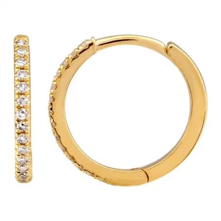 Large Hoops Earrings For Trendy Style-14K Gold 12MM Diamond Huggie Earrings