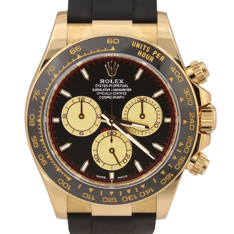 Customizable Wrist Watches For Personalized Fashion-MINT 2024 Rolex Daytona Gold Oysterflex PAUL NEWMAN 18K Gold 126518 LN Watch BOX