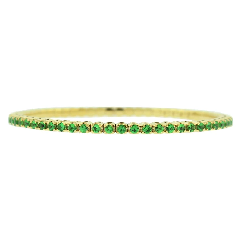 Luxury White Gold Bracelets For Elegant Glam-Stretch Bracelet with Tsavorite and Titanium Core