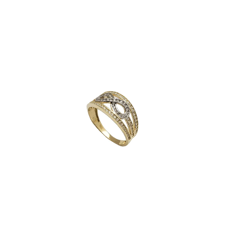 Classic Diamond Rings For Bridal Glam-Two-Tone Enveloped Infinity Ring (14K)