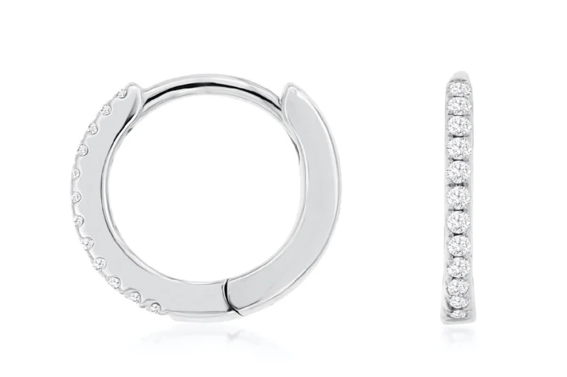 Delicate Earrings For Bridesmaids Gifts-White Diamond Hoops