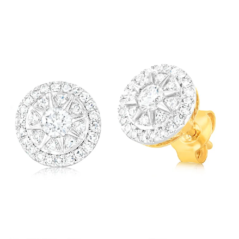 Chic Earrings For Office Wear-Luminesce Lab Grown 9ct Yellow Gold 0.60 Carat Diamond Stud Earrings