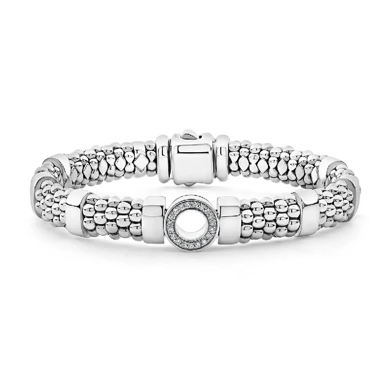 Affordable Beaded Bracelets For Fun Style-Single Station Diamond Circle Caviar Bracelet