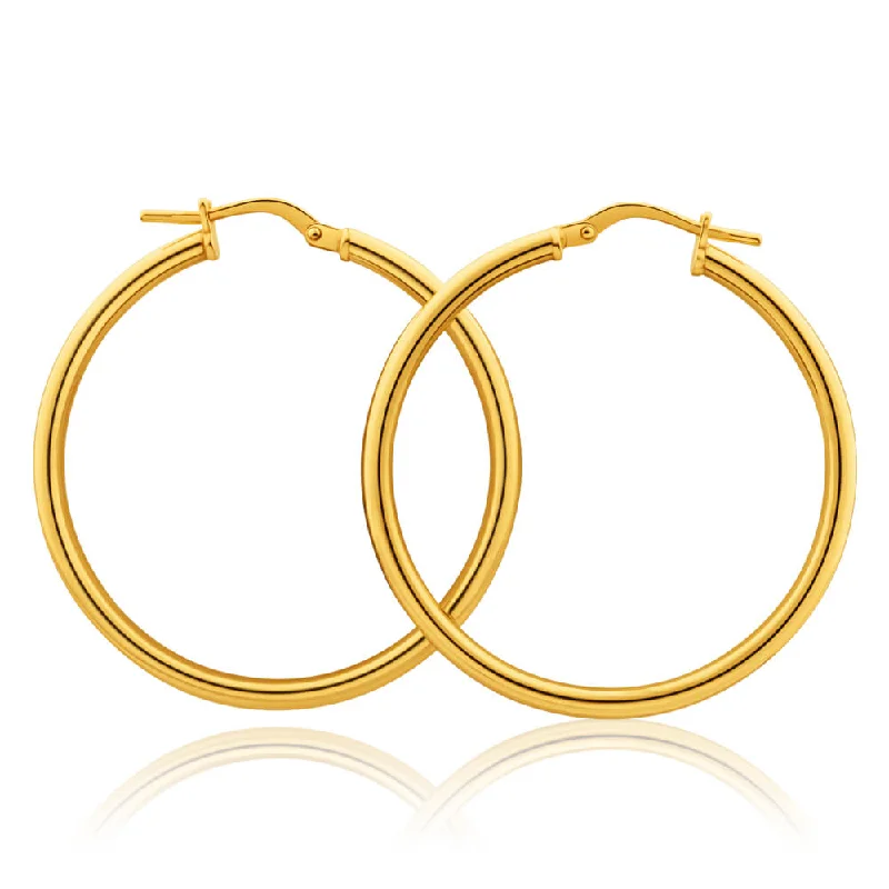 Classic Gold Earrings For Timeless Appeal-9ct Yellow Gold Silver Filled Gypsy 30mm Hoop Earrings