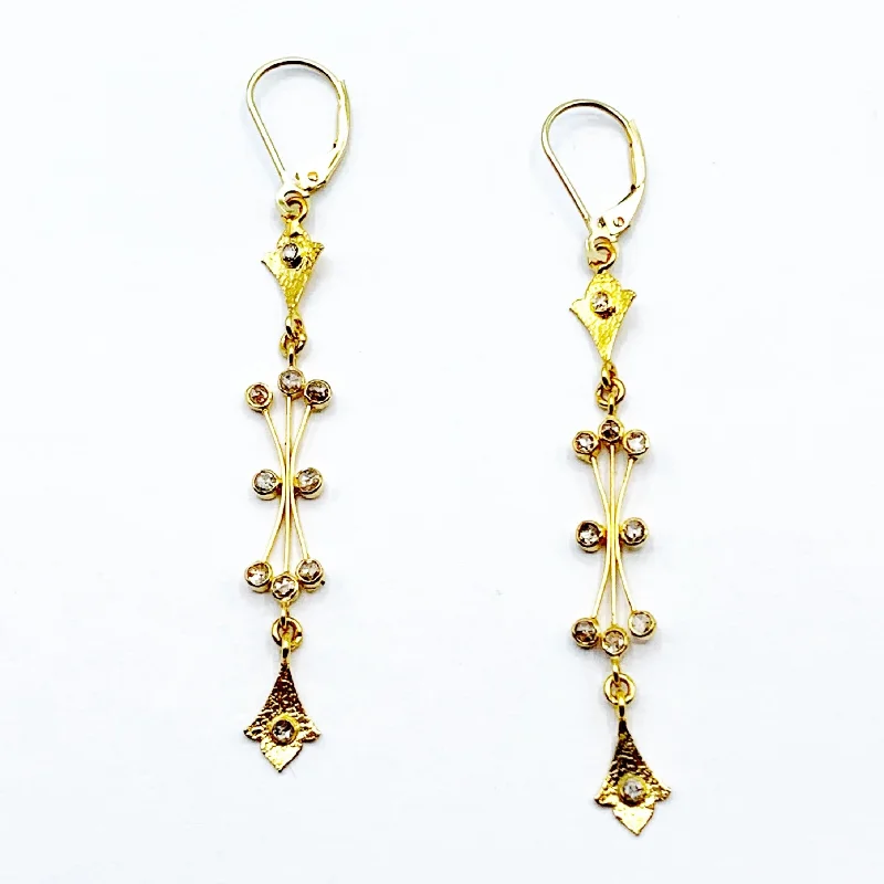 Shiny Earrings For Special Celebrations-Victorian Style Golden Shoulder Dusters