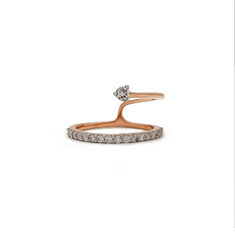 Unique Platinum Rings For Elegant Fashion-Diamond Serpentine Loop Ring (14K)