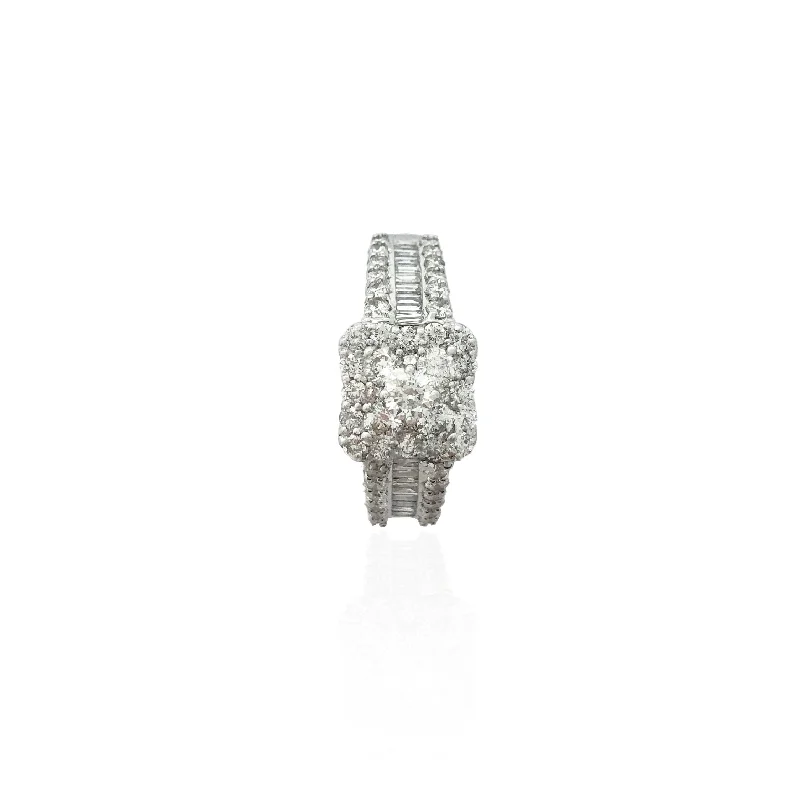 Elegant Engagement Bands For Timeless Proposals-Iced-Out Square Diamond Ring (14K)