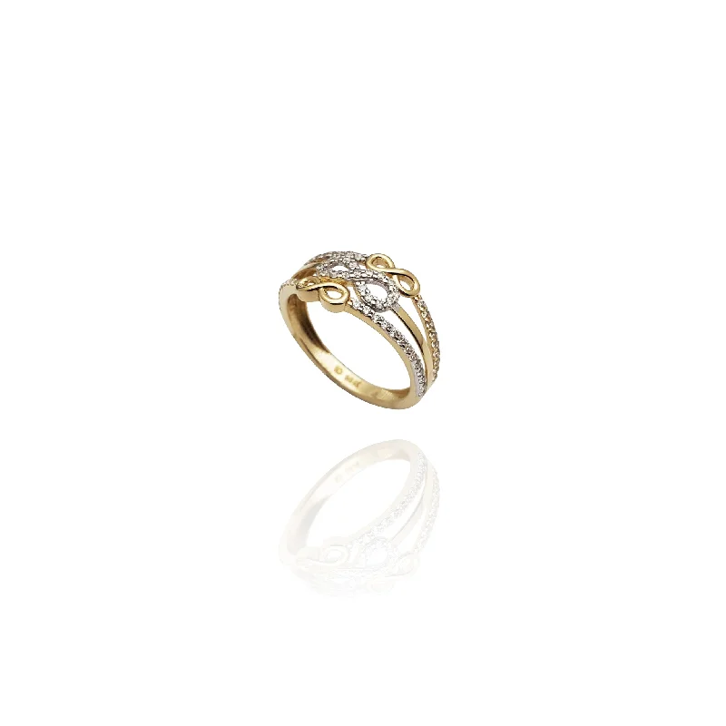 Vintage-Inspired Rings For Retro Style-Triple Infinity Stack CZ Ring (14K)